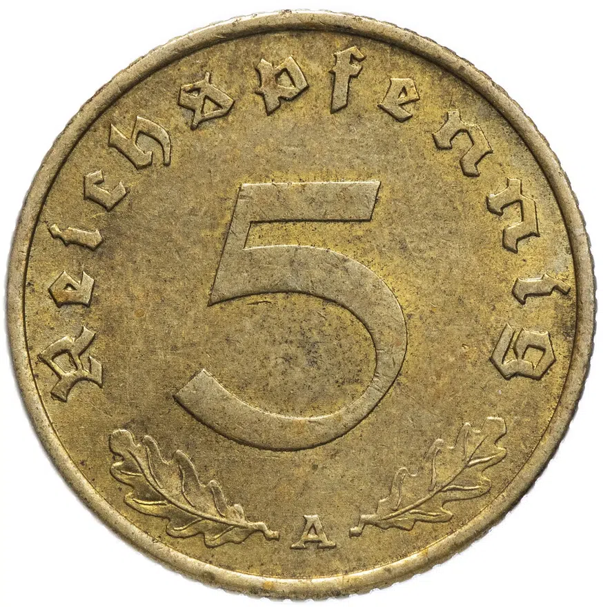 Германия (Третий Рейх) 5 рейхспфеннигов 1939"А", реверс