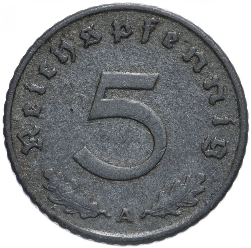 Германия (Третий рейх) 5 рейхспфеннигов (reichspfennig) 1940-1944, реверс