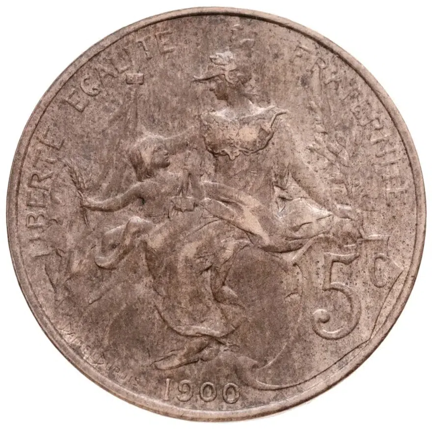 Франция 5 сантимов (centimes) 1900, аверс