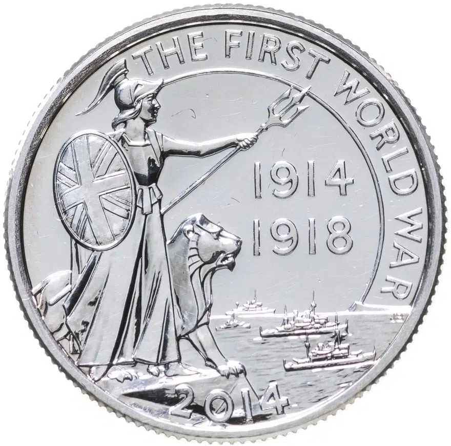 Великобритания 20 фунтов (pounds) 2014  100 лет со дня начала Первой Мировой войны