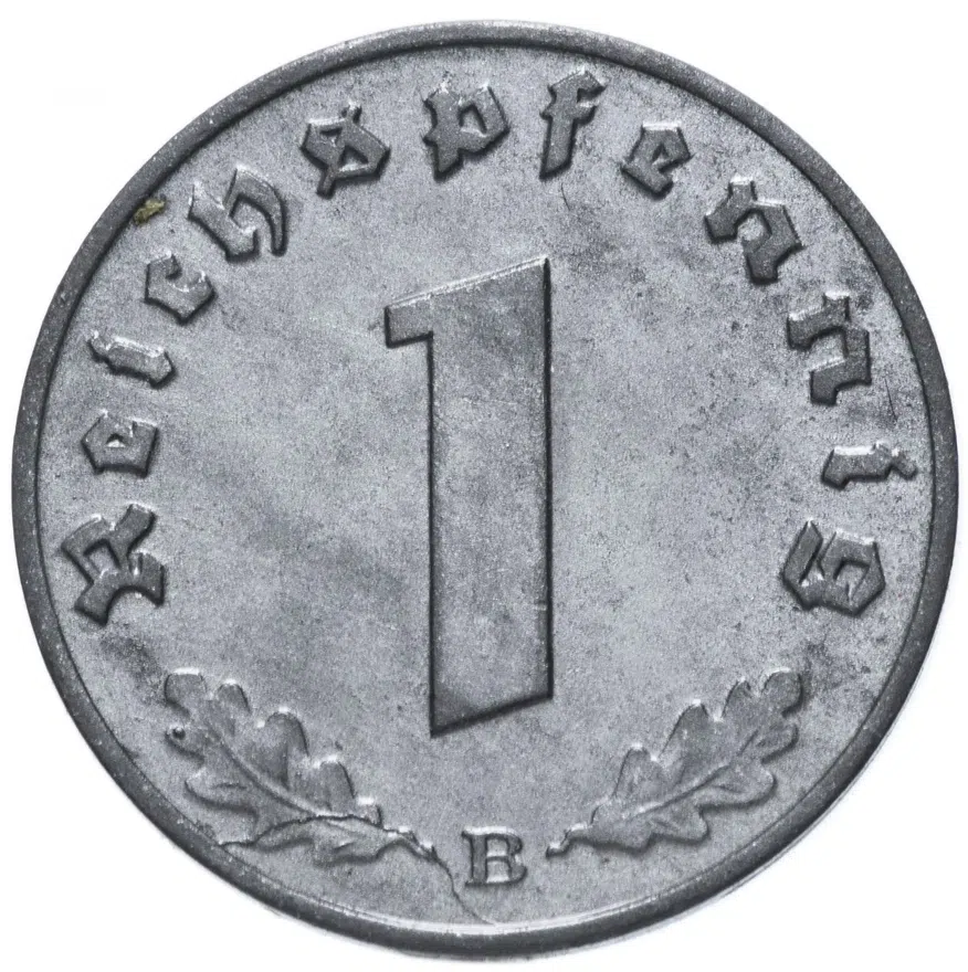 Германия (Третий рейх) 1 рейхспфенниг (reichspfennig) 1944 B, реверс