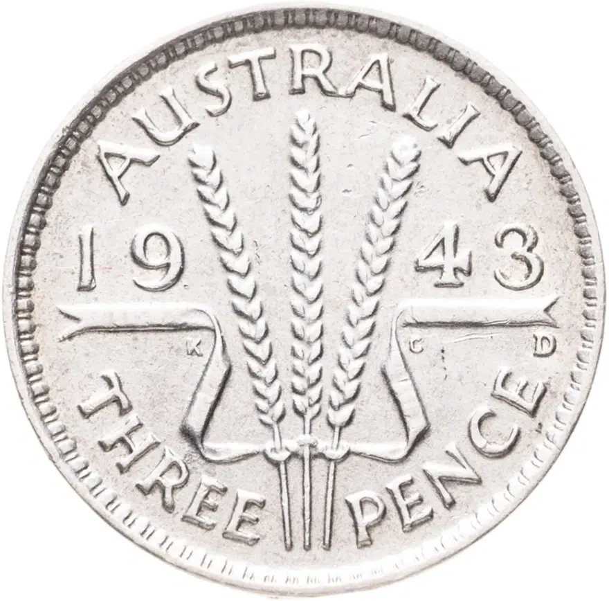 Австралия 3 пенса (pence) 1943 D