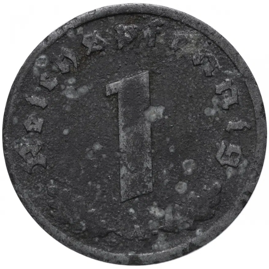 Германия (Третий Рейх) 1 рейх пфенниг (reichspfennig) 1945 A со свастикой, реверс