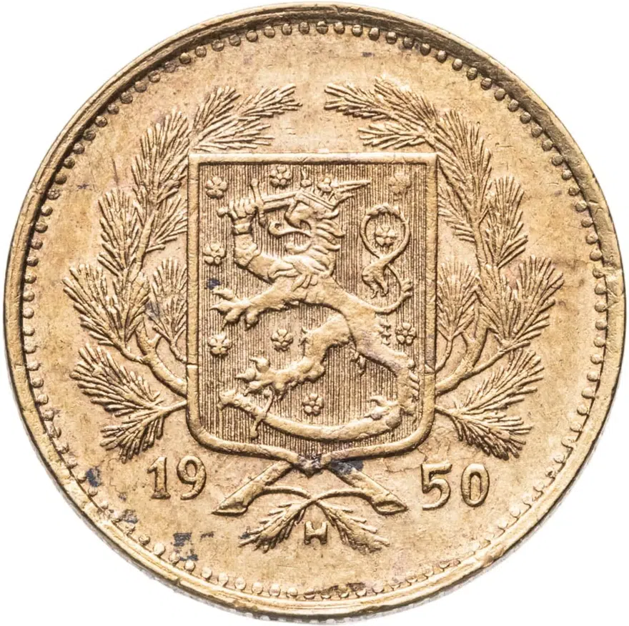 Финляндия 5 марок (markkaa) 1950, реверс