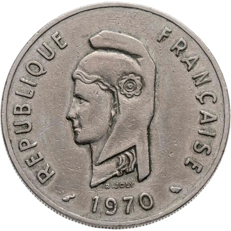 Французские афар и исса 100 франков (francs) 1970, реверс