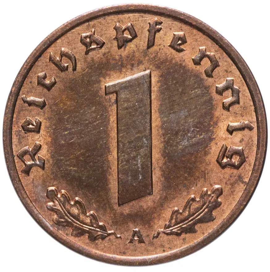 Германия (Третий рейх) 1 рейхспфенниг (reichspfennig) 1938 D