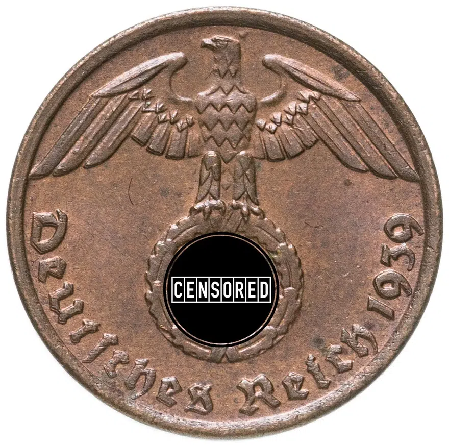 Германия (Третий рейх) 1 рейхспфенниг (reichspfennig) 1939  "А"