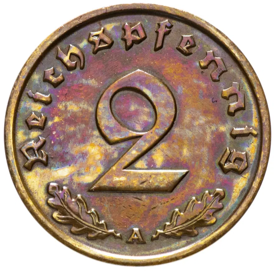Фашистская Германия (Третий рейх) 2 рейхспфеннига (reichspfennig) 1937-1940