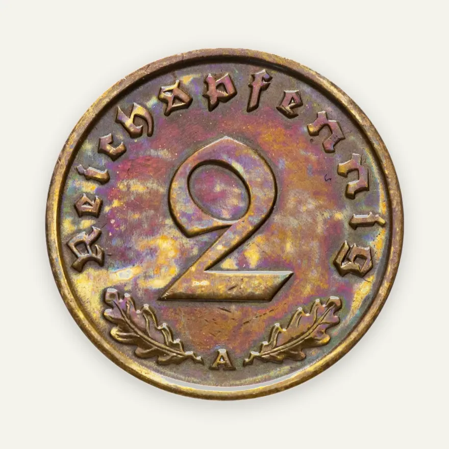 Фашистская Германия (Третий рейх) 2 рейхспфеннига (reichspfennig) 1937-1940, реверс
