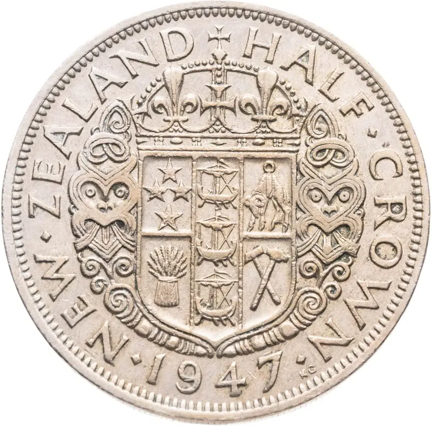 Новая Зеландия 1/2 кроны  (half crown) 1947