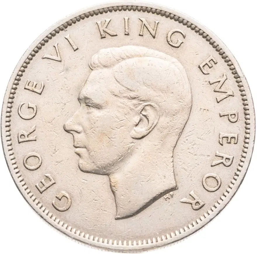 Новая Зеландия 1/2 кроны  (half crown) 1947, реверс