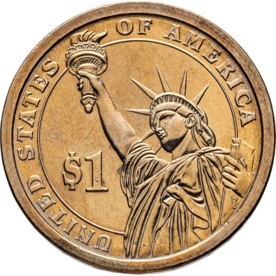США 1 доллар (dollar) 2013 D Президент США - Теодор Рузвельт (1901–1909) знак монетного двора: "D" - Денвер, реверс