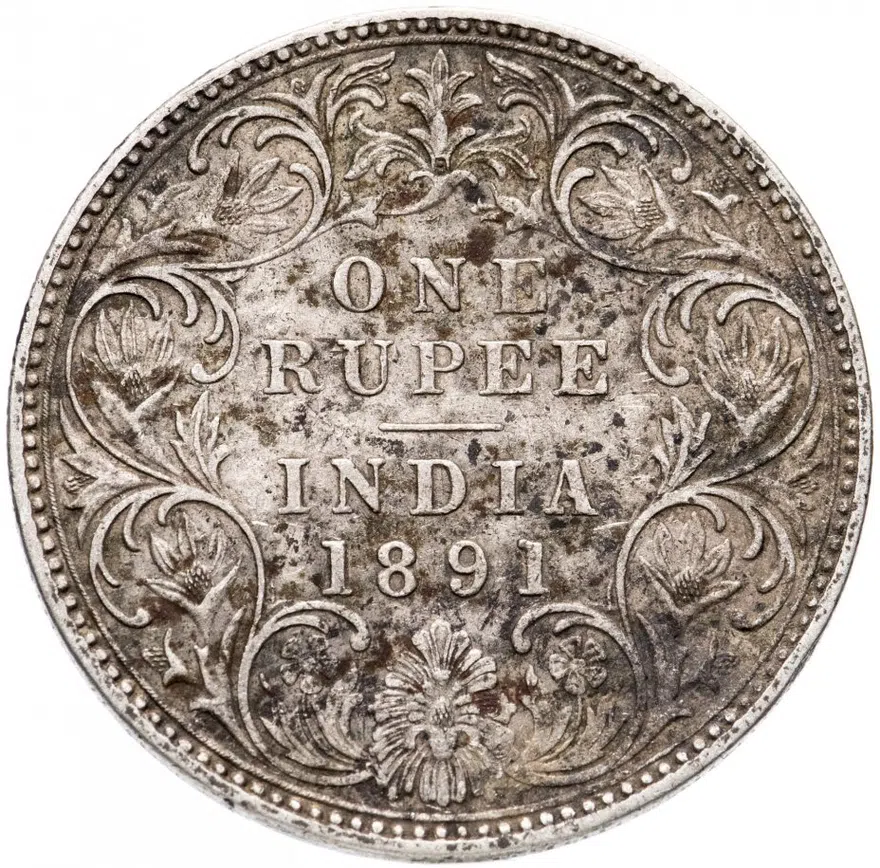 Индия (Британская) 1 рупия (rupee) 1891, реверс