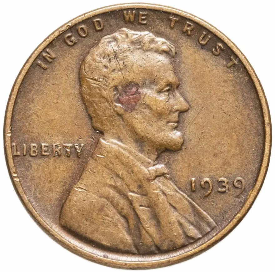 США 1 цент (cent) 1939 Линкольн, пшеничный цент (Wheat Penny) без обозначения монетного двора, реверс