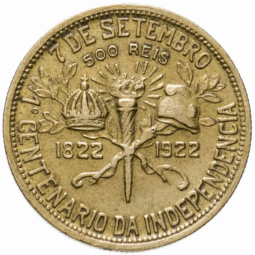 Бразилия 500 рейс (reis) 1922 100 лет независимости Бразилии, реверс