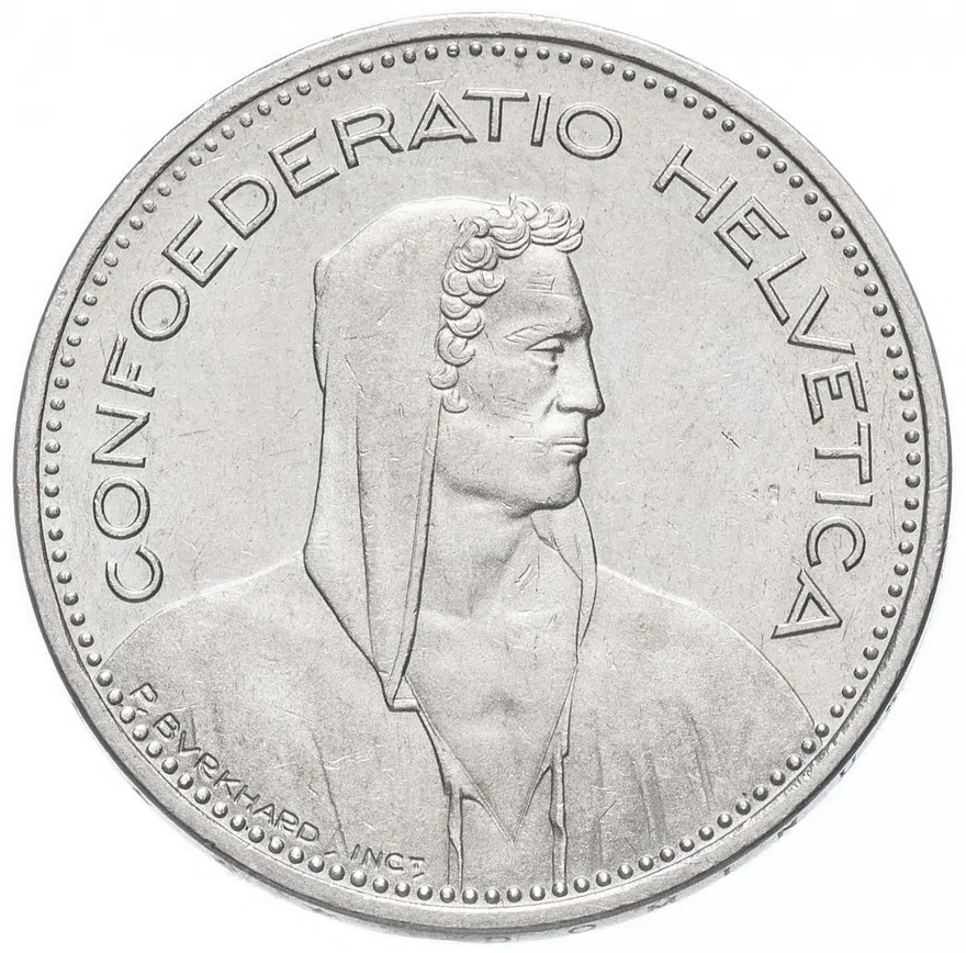 Швейцария 5 франков (francs) 1990, реверс