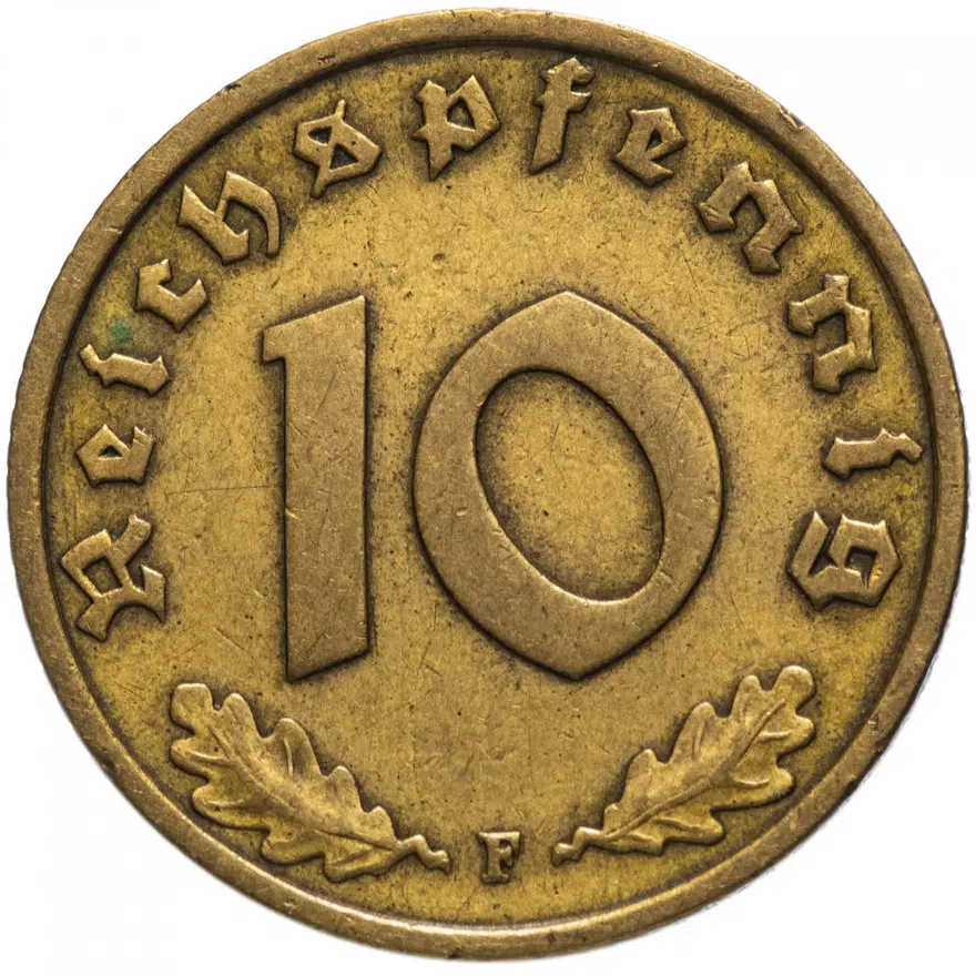 Германия (Третий Рейх) 10 рейхспфеннигов 1937 "F", реверс