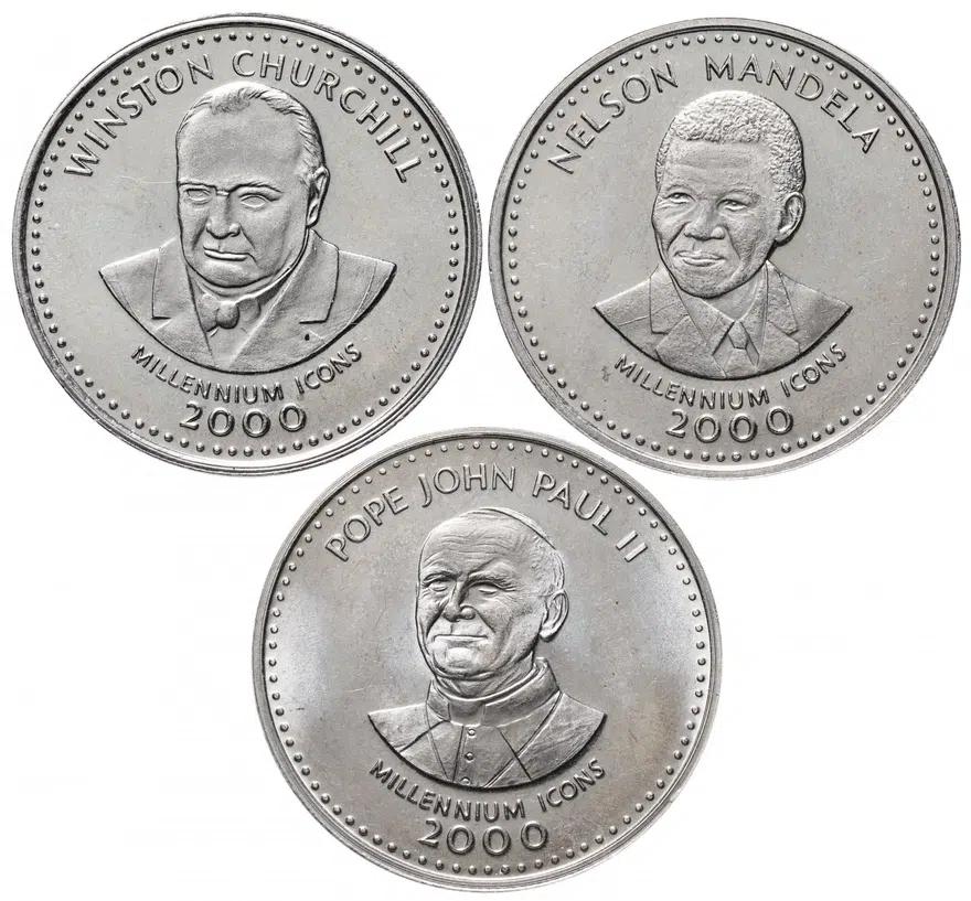 Сомали набор из 3-х монет 25 шиллингов (shillings) 2000 "Миллениум - Личности"
