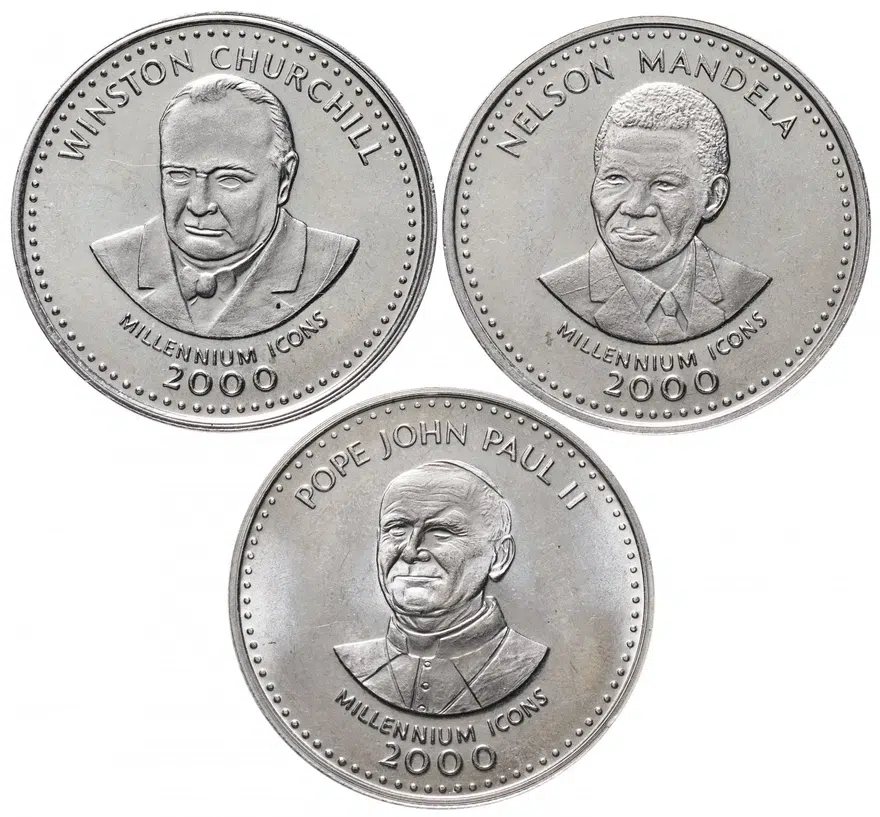 Сомали набор из 3-х монет 25 шиллингов (shillings) 2000 "Миллениум - Личности", реверс