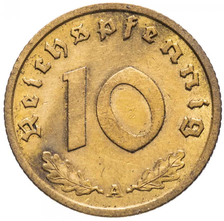 Германия (Третий Рейх) 10 рейх пфеннигов (reichspfennig) 1939 А
