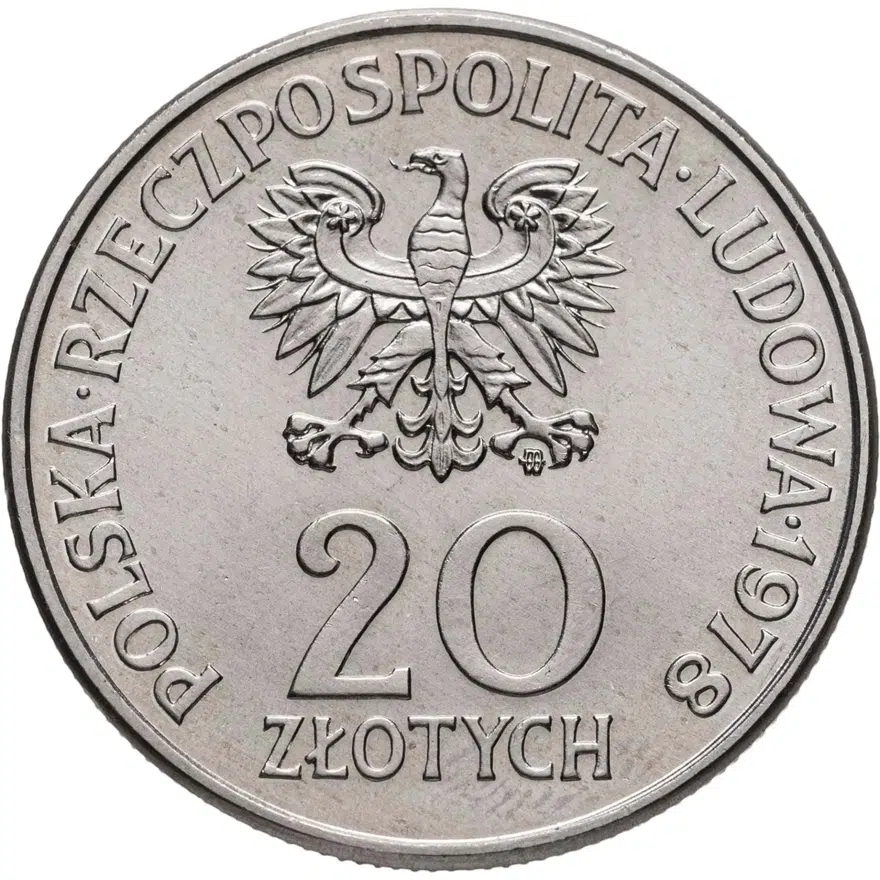 Польша 20 злотых 1978 "Первый польский космонавт", аверс