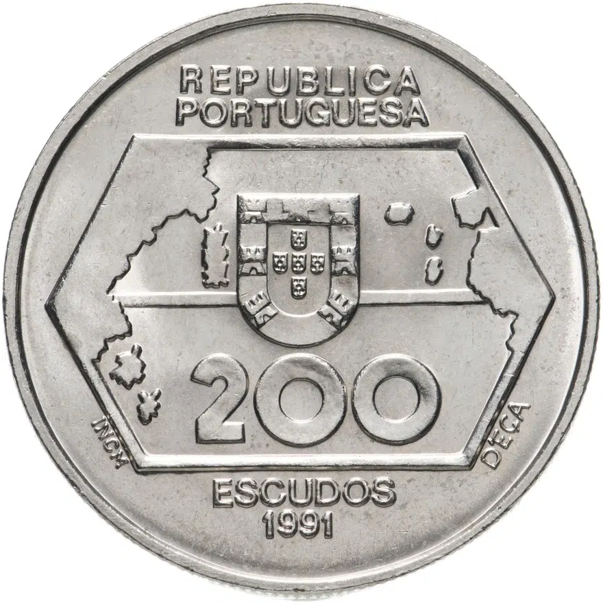 Португалия 200 эскудо (escudos) 1991  Навигация на запад