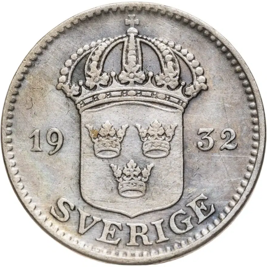 Швеция 25 эре (ore) 1932, аверс