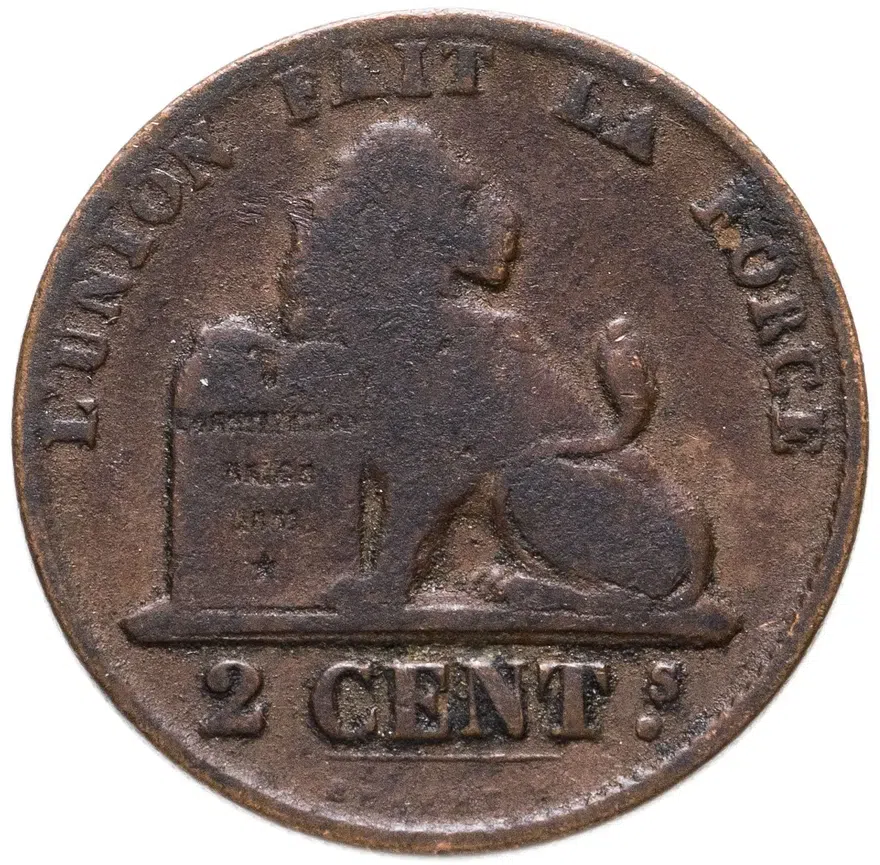 Бельгия 2 сантима (centimes) 1857, реверс