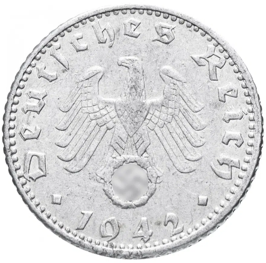 Германия (Третий Рейх) 50 рейхспфеннигов 1942 "B", реверс