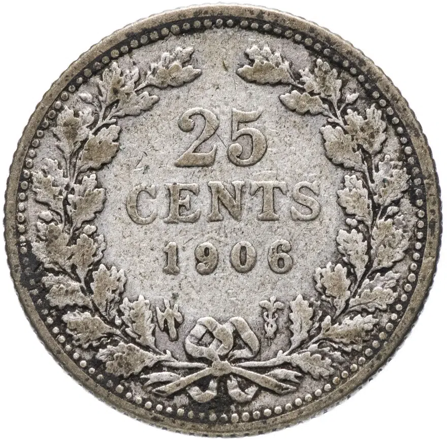 Нидерланды 25 центов (cents) 1906