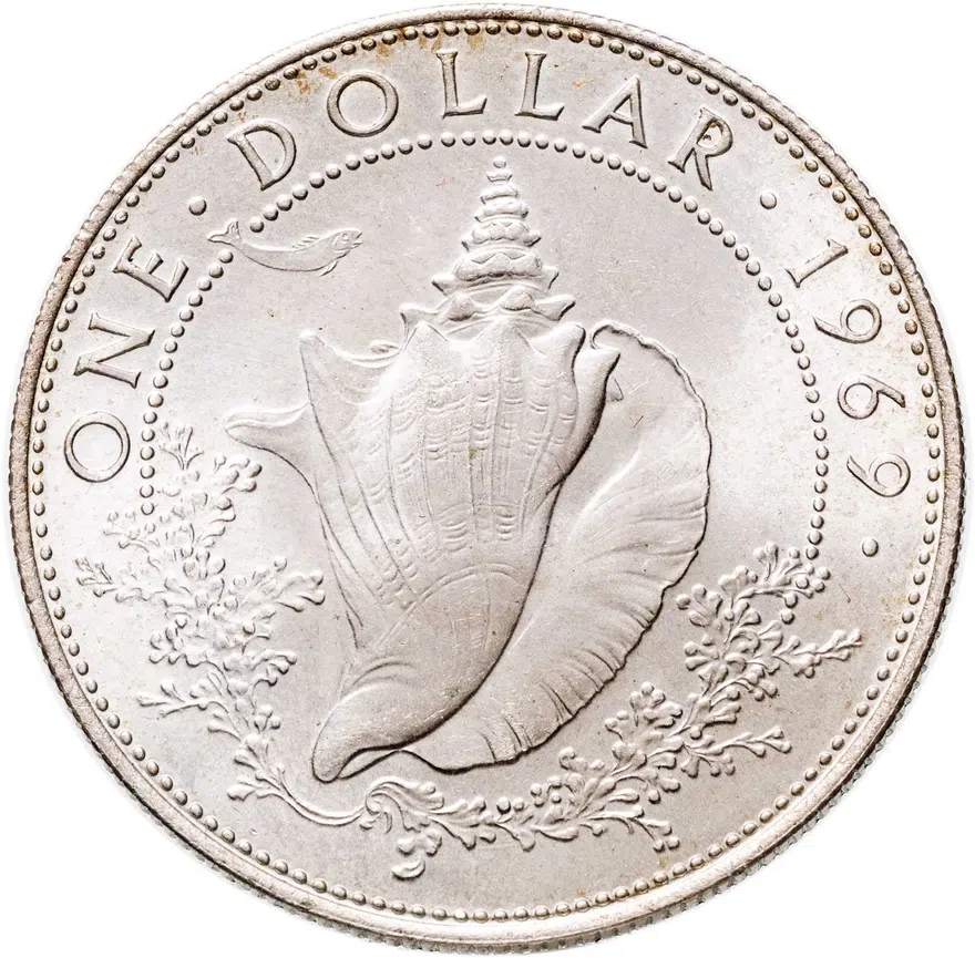 Багамы 1 доллар (dollar) 1969, аверс