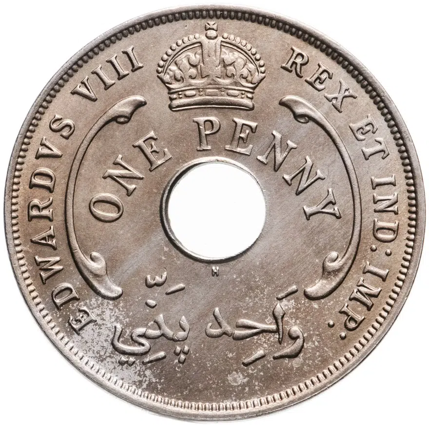 Британская Западная Африка 1 пенни (penny) 1936 Эдуард VIII, отметка монетного двора: "H" - Хитон, Бирмингем, реверс