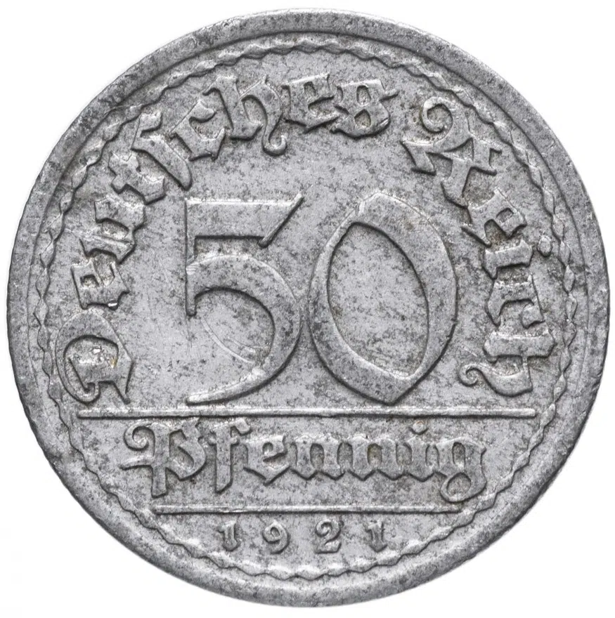 Германия (Веймарская республика) 50 пфеннигов (pfennig) 1921 J