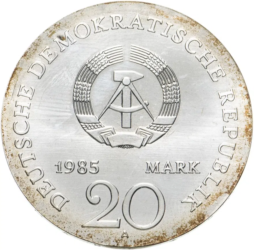 Германия (ГДР) 20 марок (mark) 1985  125 лет со дня смерти Эрнста Морица Арндта, аверс