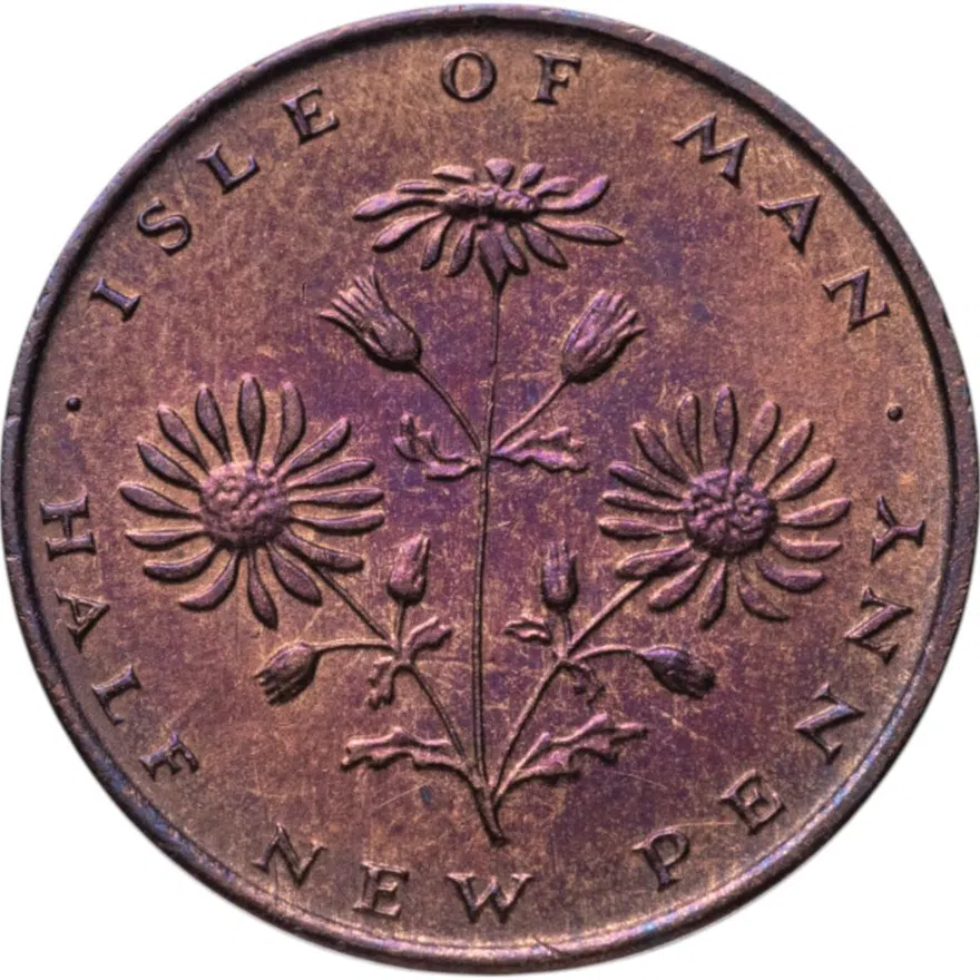 Остров Мэн 1/2 нового пенни (new penny) 1975, реверс