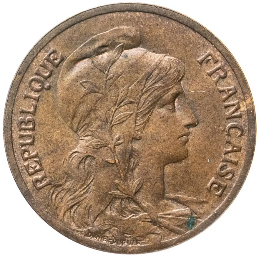 Франция 5 сантимов (centimes) 1901, аверс