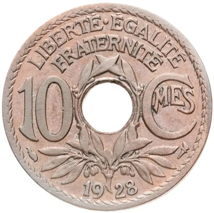 Франция 10 сантимов (centimes) 1928, аверс