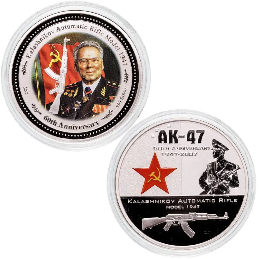 Острова Кука 2 доллара 2007 г. Набор из 2-монет «60-летие автомата Калашникова»