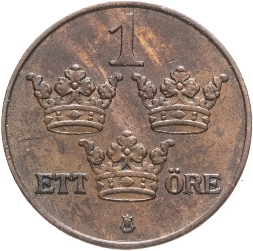 Швеция 1 эре (ore) 1924, аверс