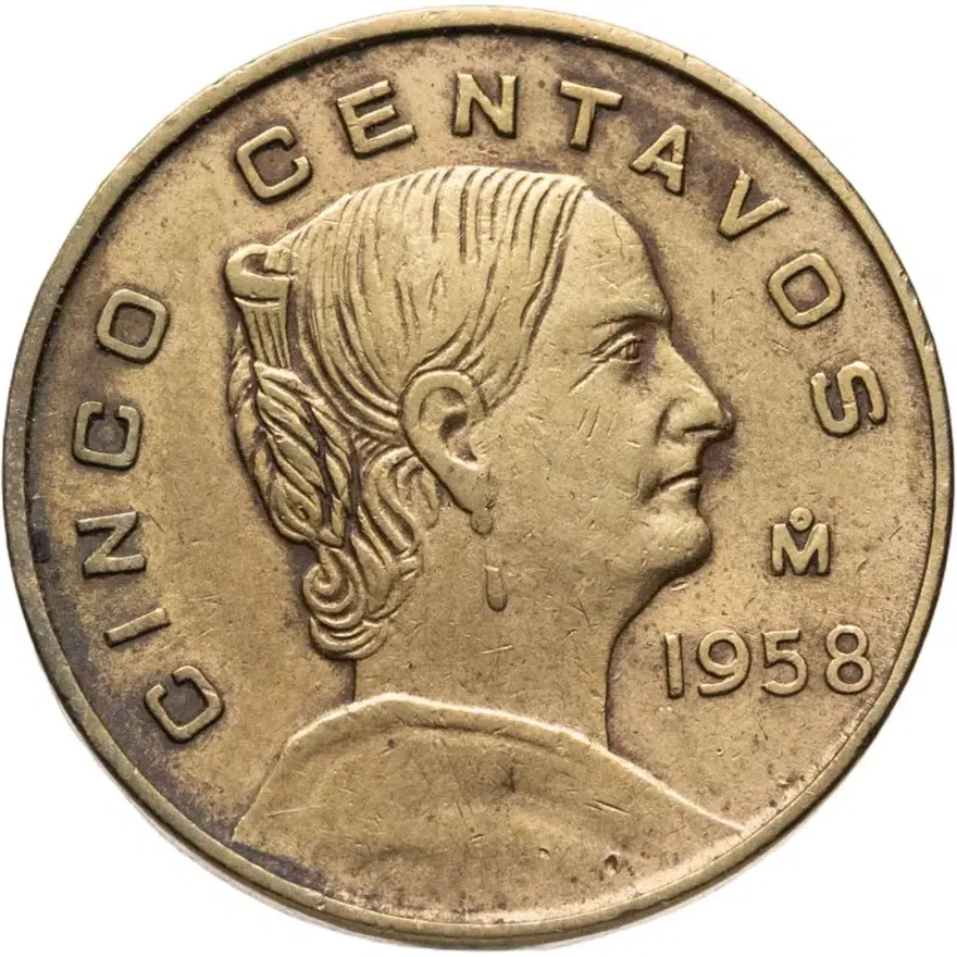 Мексика 5 сентаво (centavos) 1958, аверс
