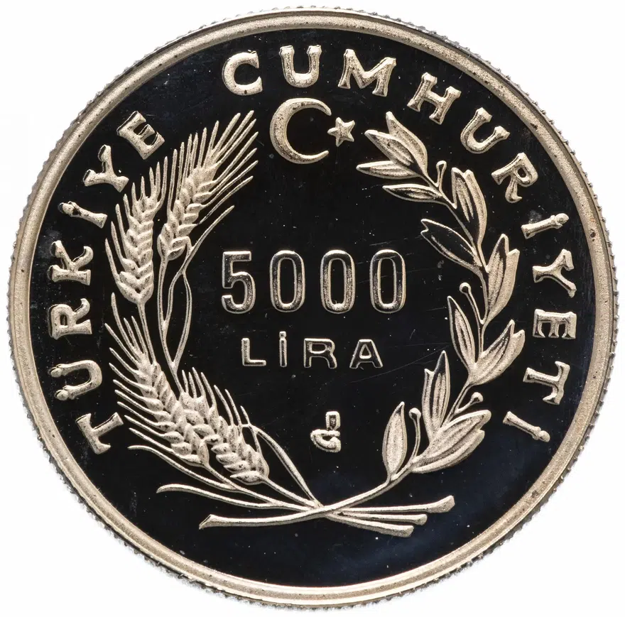 Турция 5000 лир (lira) 1992 "500 лет мира и гармонии - турецкие евреи", реверс