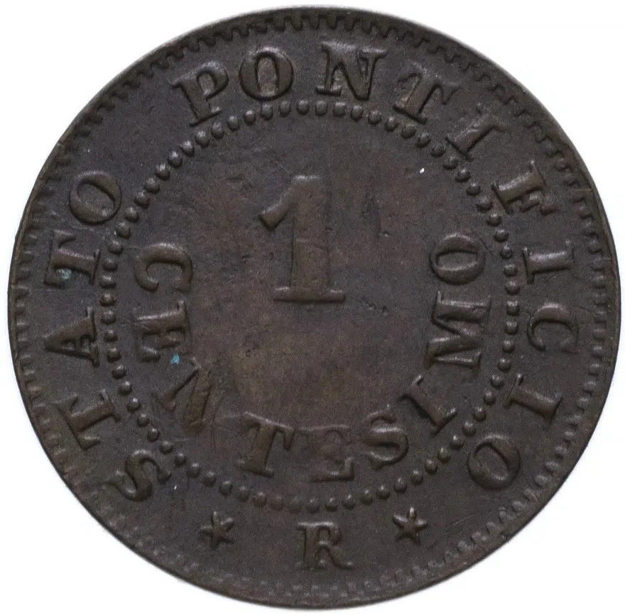 Папская область 1 чентезимо (centesimo) 1867, аверс