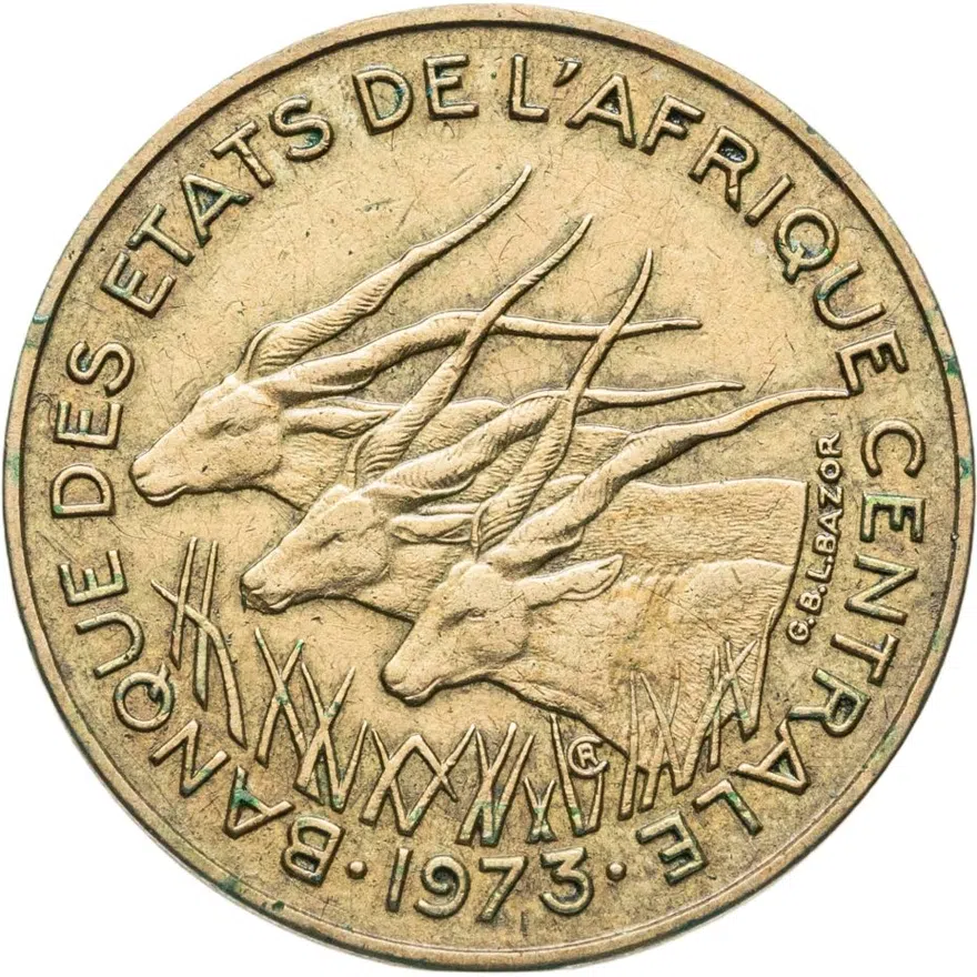 Центральная Африка (BEAC) 5 франков (francs) 1973, реверс