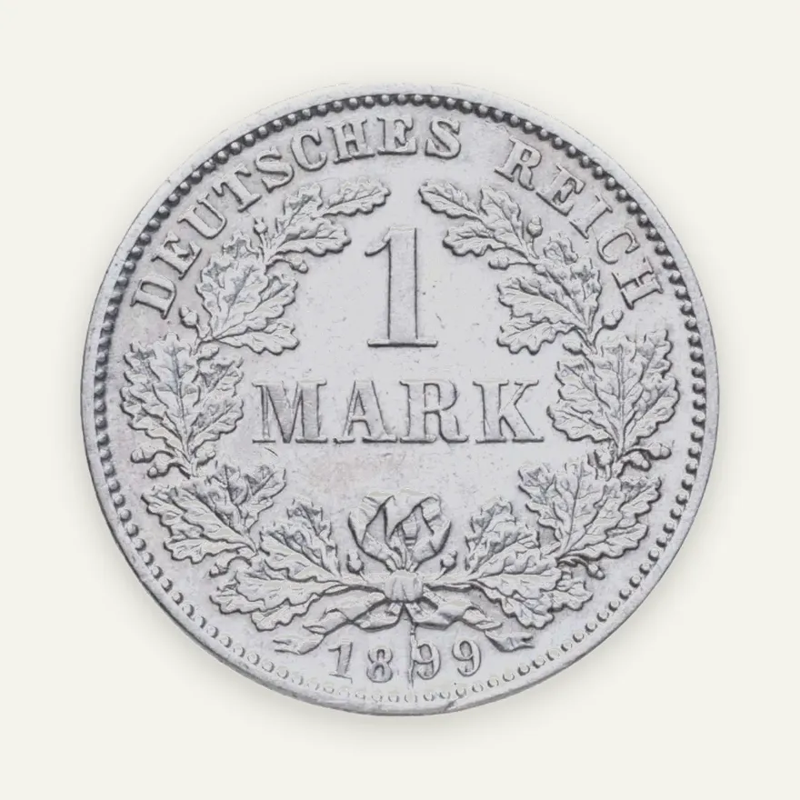 Германия 1 марка (mark) 1899 D  знак монетного двора: "D" - Мюнхен