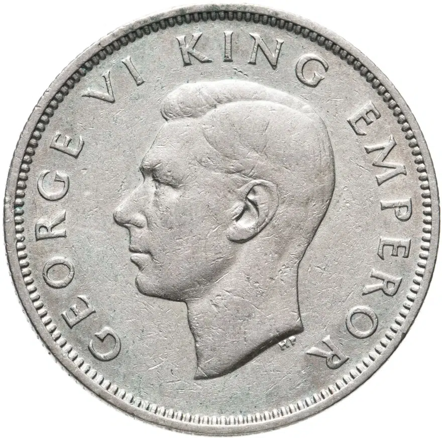 Новая Зеландия 2 шиллинга (флорин, shillings) 1946     Киви, аверс