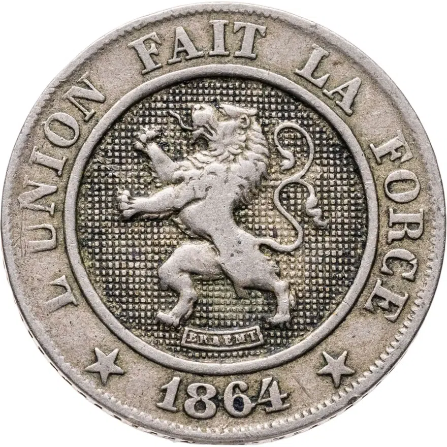 Бельгия 10 сантимов (centimes) 1864, реверс