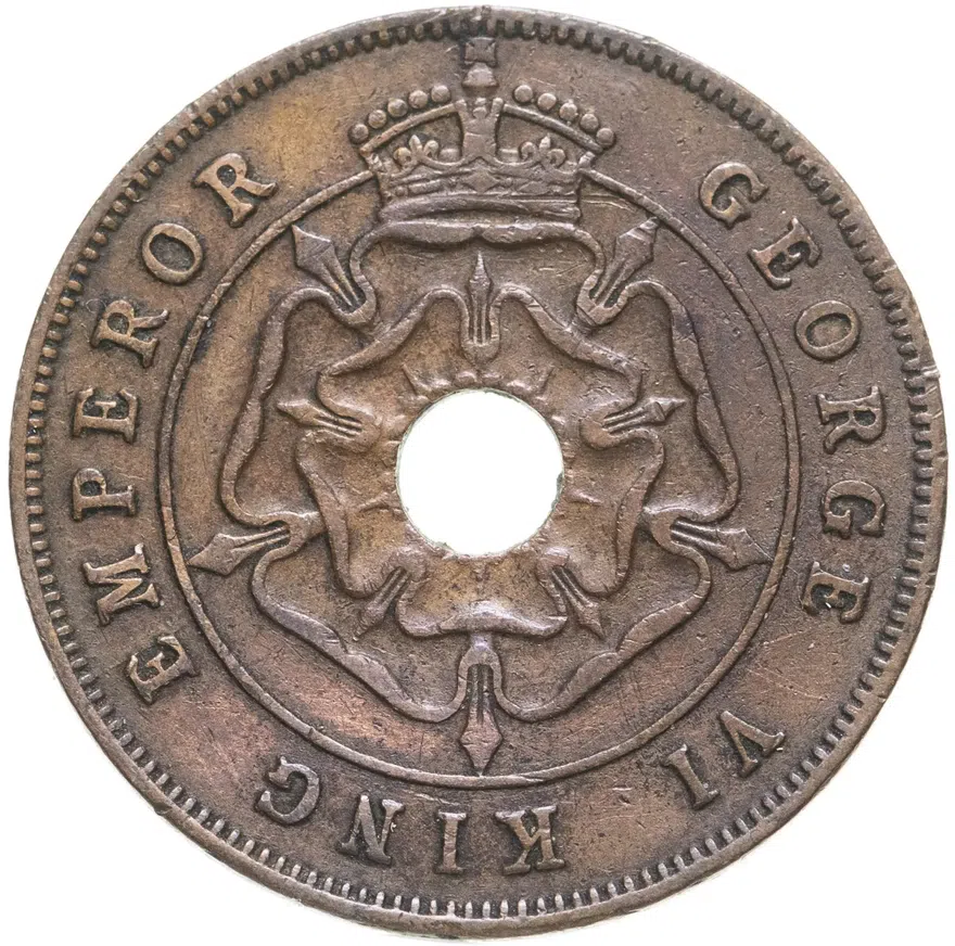Южная Родезия 1 пенни (penny) 1942  Бронза /коричневый цвет/