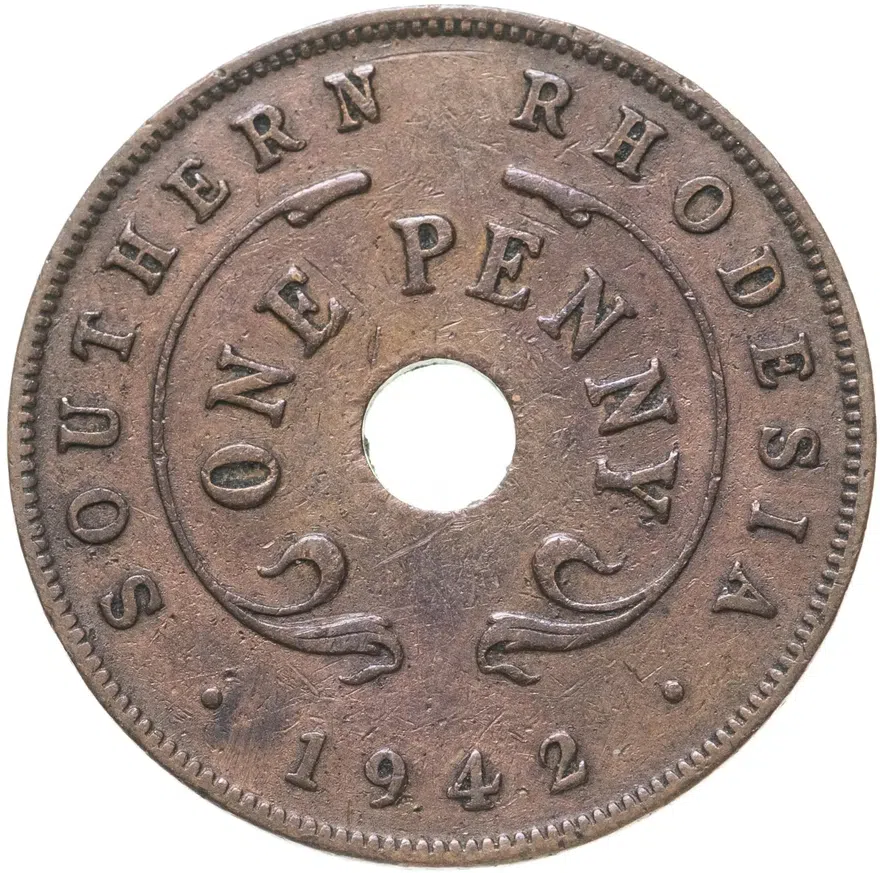 Южная Родезия 1 пенни (penny) 1942  Бронза /коричневый цвет/, реверс