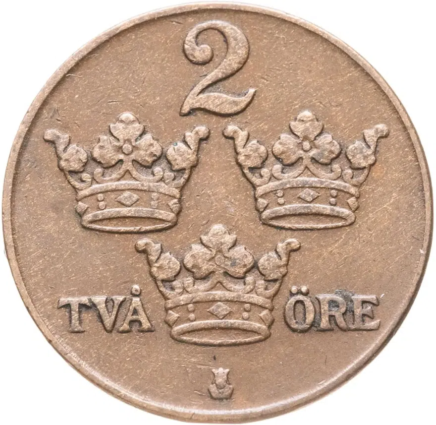 Швеция 2 эре (ore) 1940, аверс