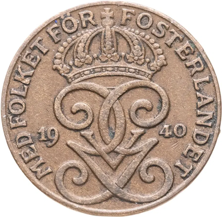 Швеция 2 эре (ore) 1940, реверс